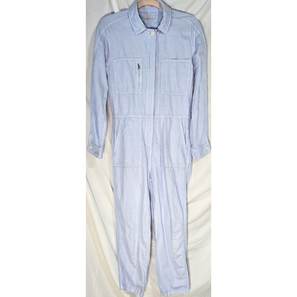 Outerknown Station Jumpsuit Light Blue Long Sleeve Coveralls Linen Utility Cargo